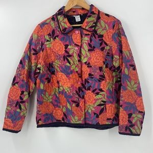 Quilted Silk multi color shades of fall button front lightweight autumn jacket